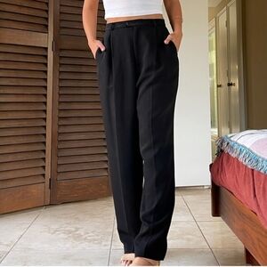 Emma James Vintage Classic Relaxed Straight Leg Pleated Trousers Black Womens 8